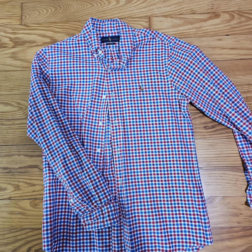 Ralph Lauren Red and Blue Plaid Men's Shirt